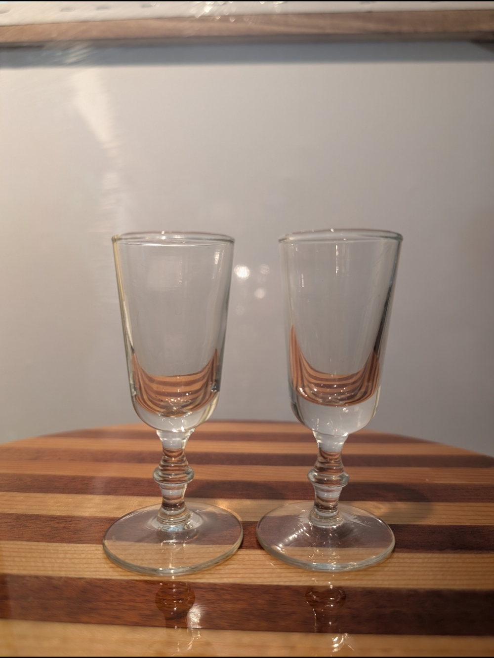 Vintage Clear Glass Cordial Stemware Glasses - Pair of 2